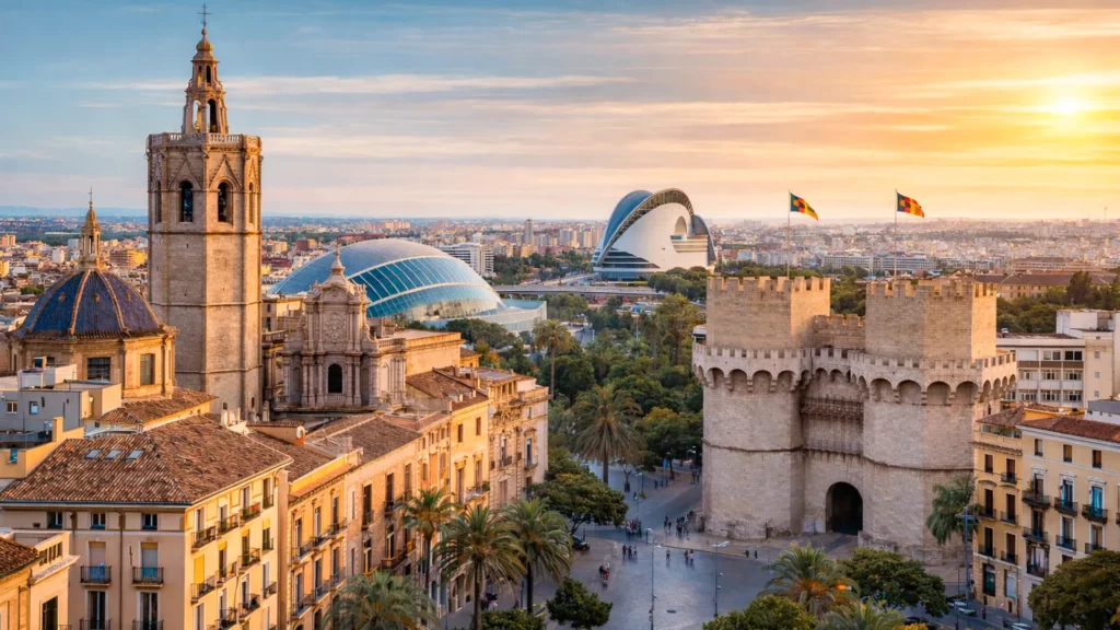 Panorama Walencji z Miastem Sztuki i Nauki w Hiszpanii