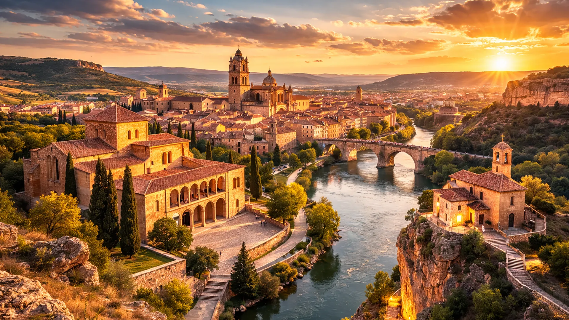 Soria Hiszpania – panorama miasta nad rzeką Duero w Kastylii i León