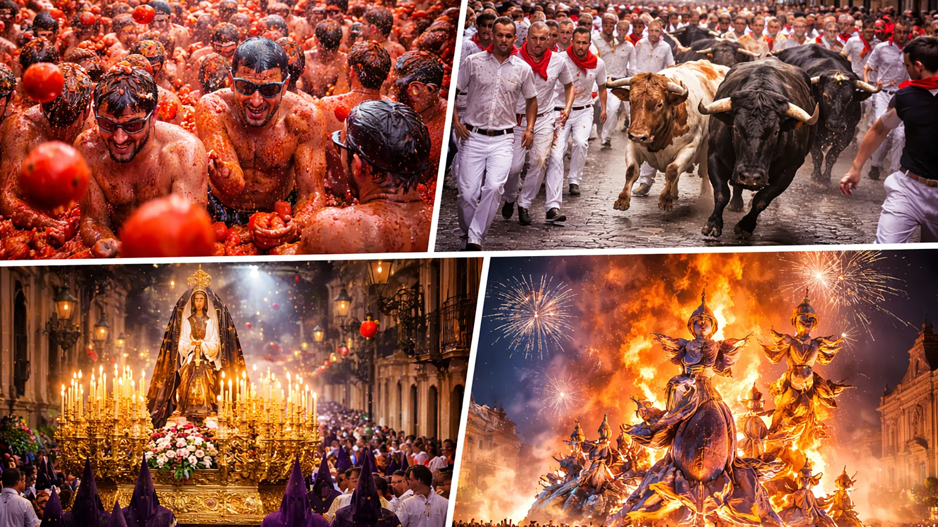 Festiwale Hiszpanii – La Tomatina, San Fermín, Semana Santa i Fallas w jednej kompozycji