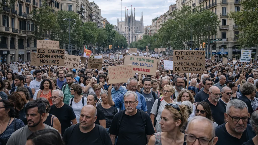 Protest mieszkańców Barcelony przeciw turystyce masowej i kryzysowi mieszkaniowemu