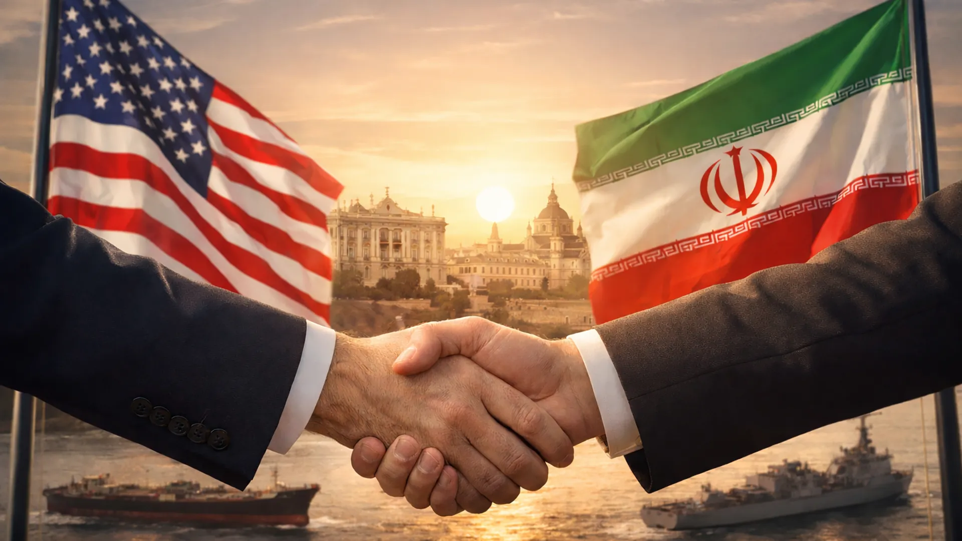Globalna dyplomacja i napięcia USA Iran na tle mapy świata i stołu negocjacyjnego