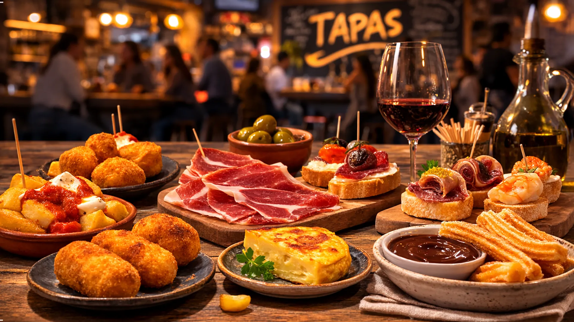 Tapas w hiszpańskim barze – patatas bravas, jamón ibérico, tortilla i wino jako element kultury jedzenia w Hiszpanii